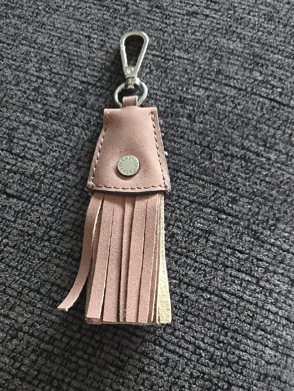 Faux Suede Tan Tassel Keychain Charm -
